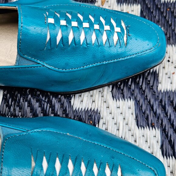 California Magdesians Vtg Blue Leather Loafer Flats 9N - Picture 6 of 9